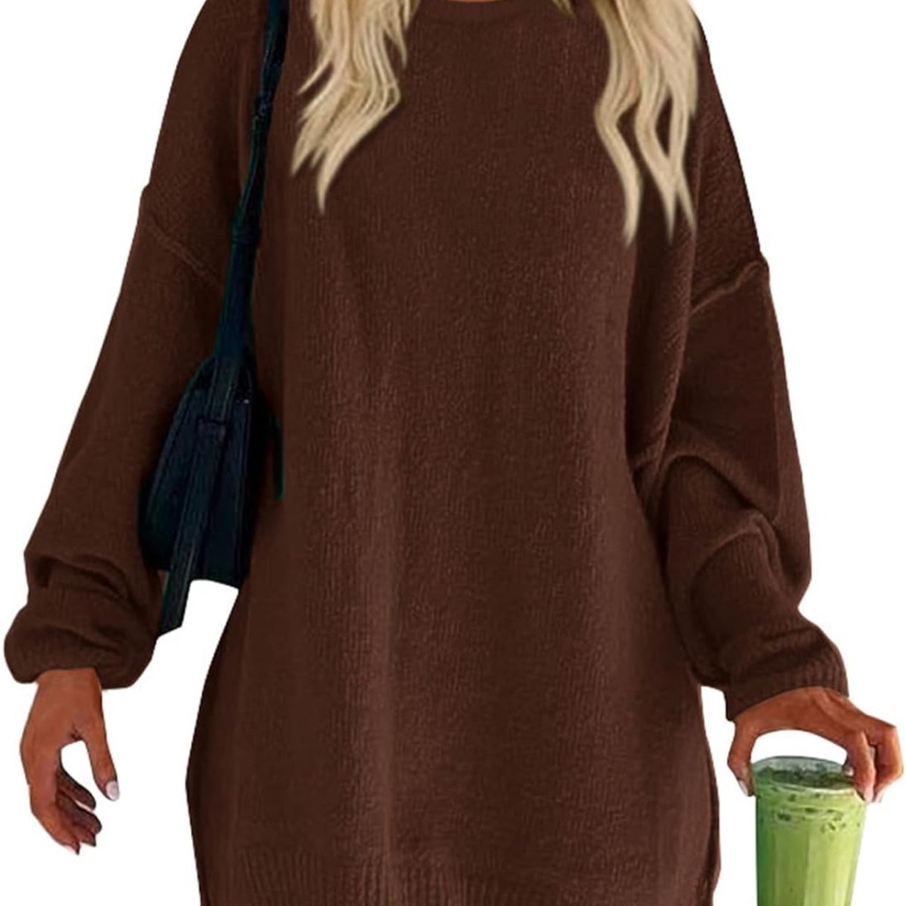 Cozy Brown Oversized Sweater Dress